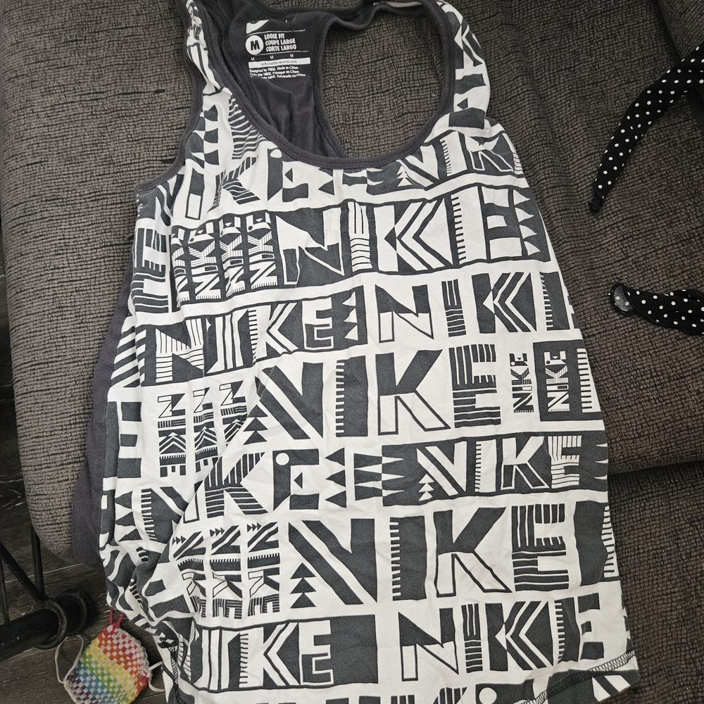 Nike Women’s Black & White Graphic Racerback Tank